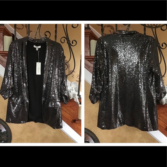 C by One Black and Sequins 3/4 Sleeve Blazer Size medium - Picture 5 of 16